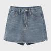 2025 Plus Size Spicy Retro A-line Denim Mini Skirt - High Waist Summer Skirt Pants for Women