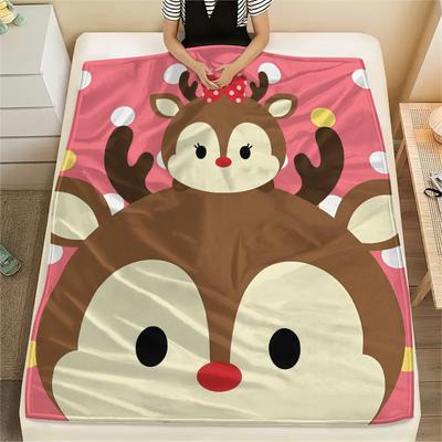 Cartoon Animal Avatar Print Flannel Blanket,High Quality Comfortable for All Seasons,Home Decor,Warmth and Comfort,Perfect for Christmas Gifts