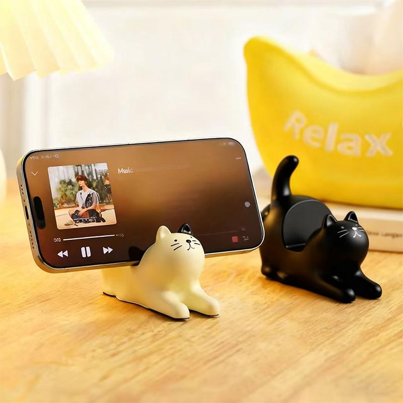 Creative Cat Phone Stand Cute Cat Model Phone Storage Rack Home Office Desktop Decoration Ornament Birthday Gift