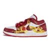 Air Jordan 1 Walking Planet, Phoenix Roars Nine Skies Niedrig geschnitten Vintage Basketballschuhe Unisex Rot Weiß Gold FJ3465-160(Team1492-)