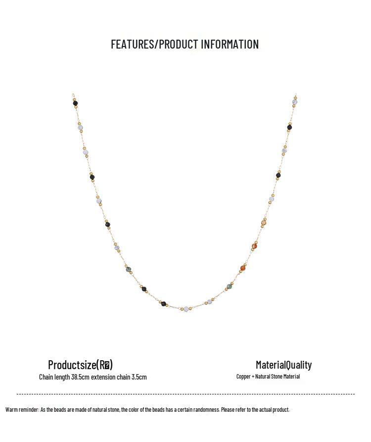 Elegant Colored Natural Stone Necklace – High-End, Retro, Exquisite Statement Piece