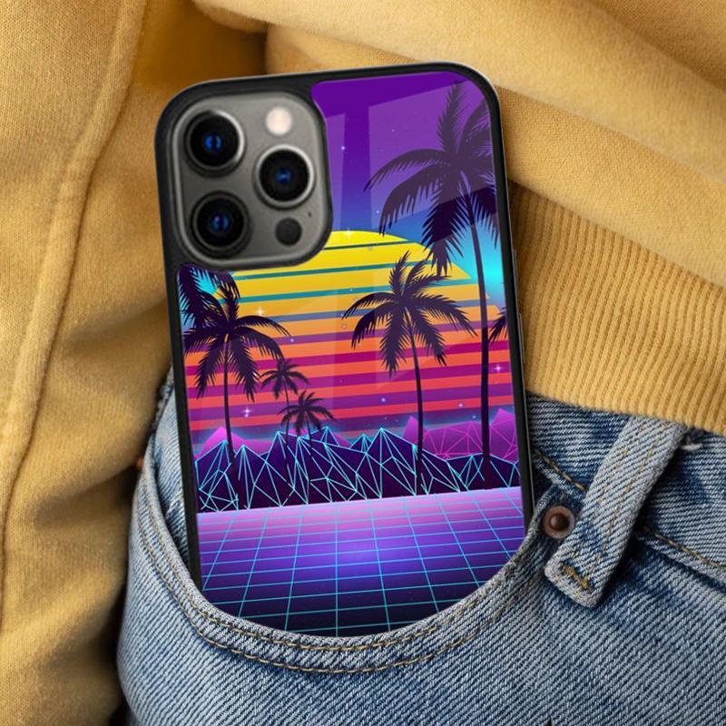 Hot Synthwave Retro 80s Neon Magnetic Soft Phone Case for iPhone 16 Promax 15 Pro 13 14 Plus 11 12 Mini MagSafe Coque
