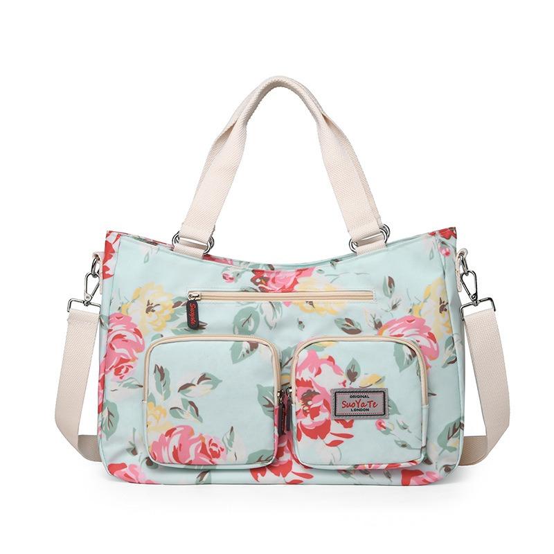 Lässige bedruckte Damen-Umhängetasche, Mehrfachfächer zur Aufbewahrung, Muttertasche, Nylongewebe, großes Fassungsvermögen, Damen-Messenger-Bag