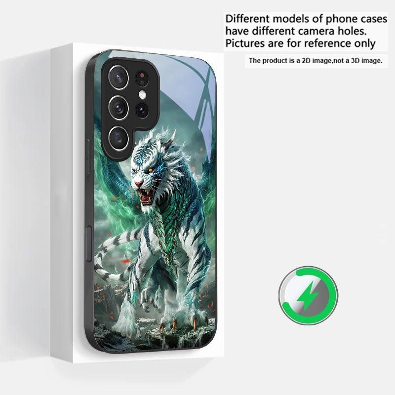 A Huge Dragon and Tiger Suitable For Samsung Galaxy S25 Ultra S20 FE S21 S22+ S23 Plus S24 S26 Edge Magnetism Glass Phone Casee