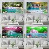 Abstract Swan Waterfall Lotus Canvas Painting Modern Landscape Posters and Prints Wall Pictures Living Room Home Decor No Frame