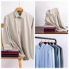 Men's Long Sleeve Bamboo Fiber Formal Shirt - White & Blue, Stretchable, Plus Size Available