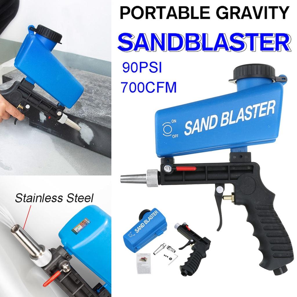 90psi Portable Adjustable Small Air Blasting Machine Gravity Pneumatic Sandblasting Guns Derusting Sandblasting Spray Guns Kit
