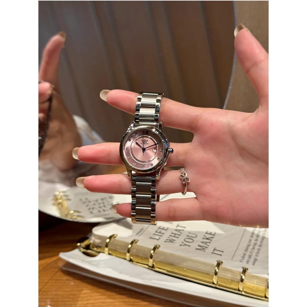 Women Watch Ladies Quartz Roman Numerals Day Date Calendar Watches Sapphire Glass Solid Steel Strap Women Wristwatch