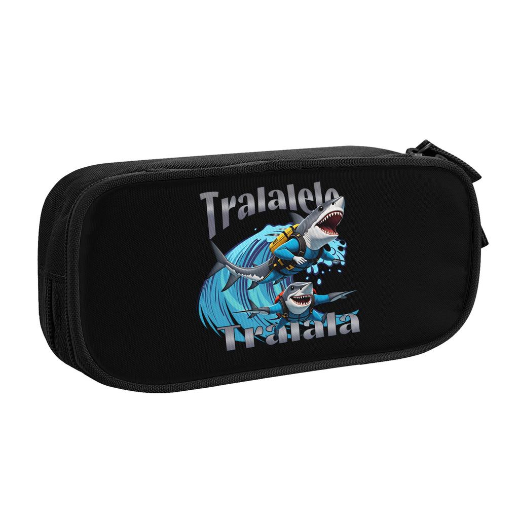 Italian Brainrot Tralalelo Tralala Kawaii Pencil Cases Girl Boy Large Capacity Cartoon Shark Diver Pencil Box School Accessories