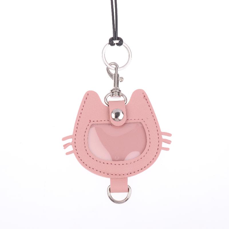 Multifunctional Cat-Shaped Leather Keychain for Pet Hair Memorial, Portable Storage Bag