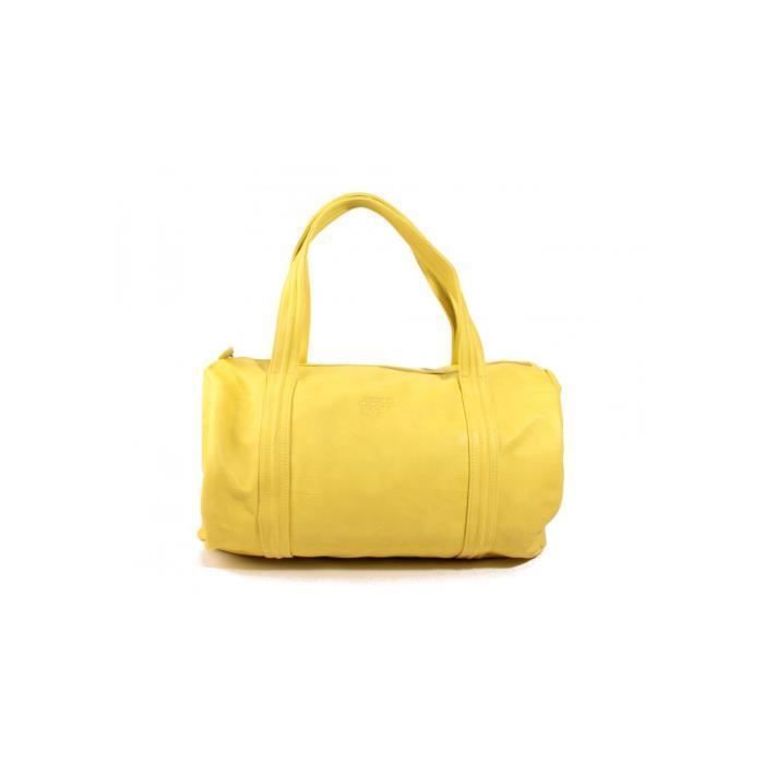 Sac à Main - LE TEMPS DES CERISES - Debby 3 - Jaune Fluo - Bandoulière Amovible - Zippée