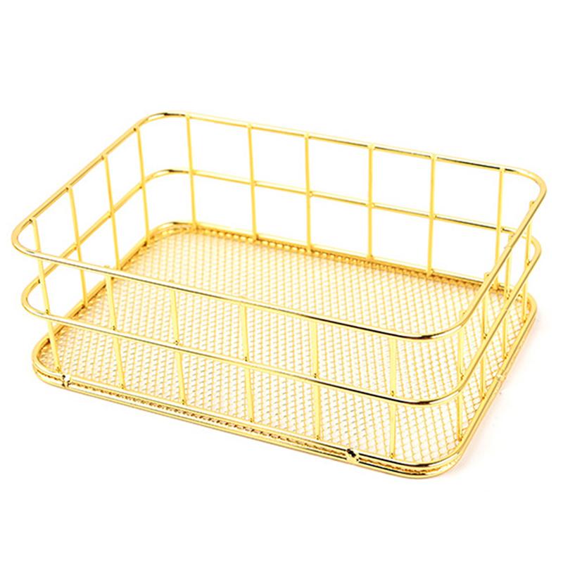 Severský zlatý kovový železný úložný koš na kosmetické pero Kancelářské stolní potřeby štětce na make-up Držák na stolek Organizér na kosmetiku Stojan