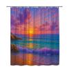 Ocean Sunset Shower Curtain Purple Sky Golden Waves &Sailboat Romantic Beach Scene Bathroom Decor Waterproof Simple Installation