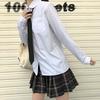 Korean Style Women's College Tie Shirt - Solid, Versatile, Long Sleeve, Loose Fit for Students, 2026 Trendy Fashion