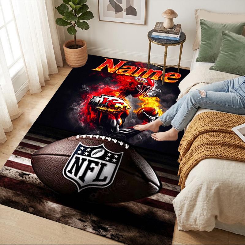 Custom Nfl Fire Area Rug Living Room Nonslip Soft Carpet For Bedroom Game Playroom Sofa Office Home Decor Doormat Christmas Gift C103118