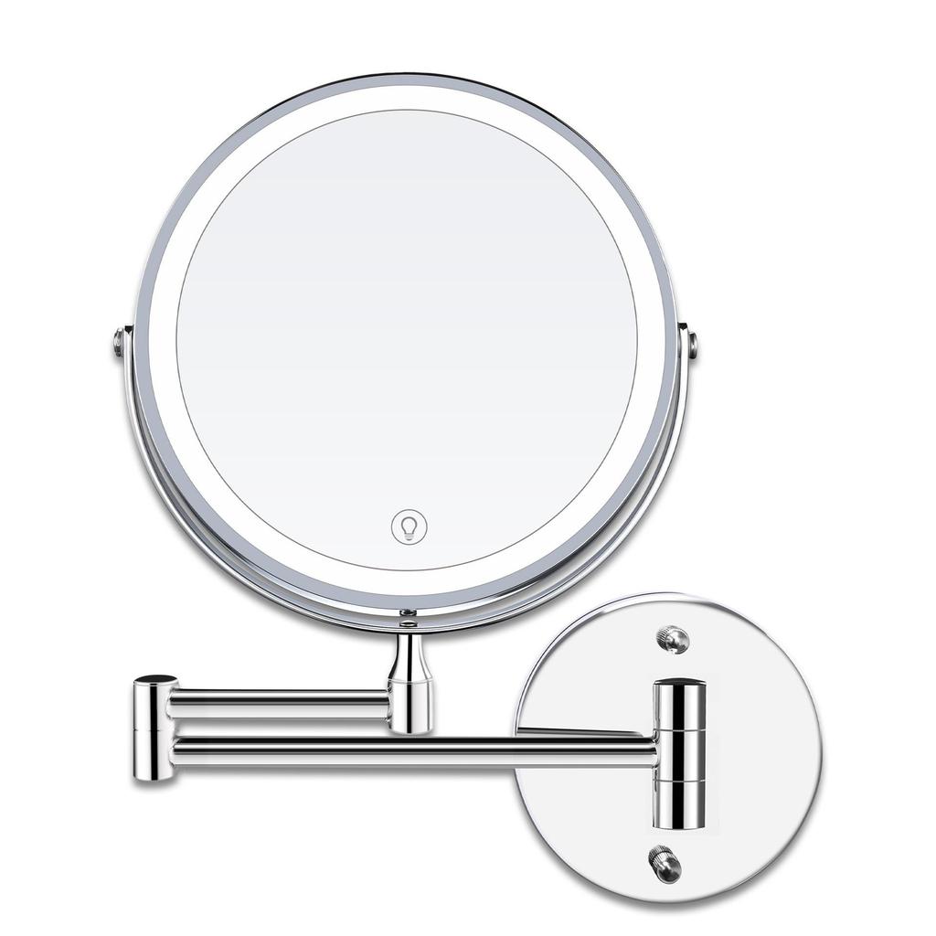 Miroir de Maquillage Lumineux Mural, Design Rétractable Double Face pour Salle de Bain ou Hôtel