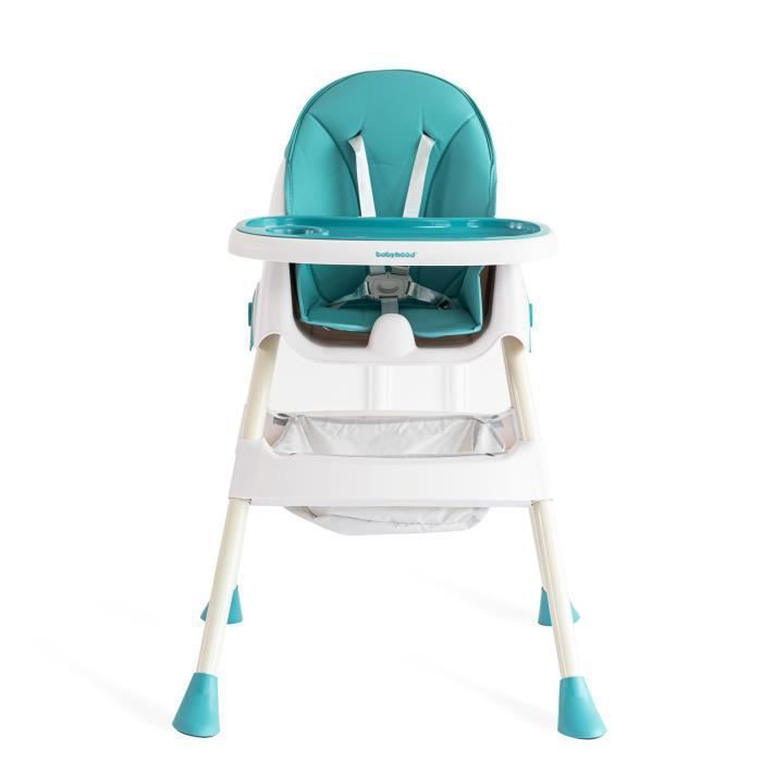 K IKIDO Chaise Haute Évolutive Pliable Et Ajustable Avec Table À Manger Pour Enfants - Charge 15KG - Vert