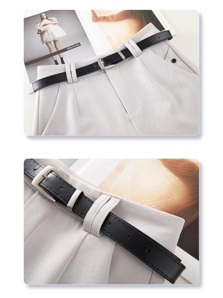 Damskie spodenki garniturowe A-line z wysokim stanem, Wiosna/Lato 2025 - Wszechstronne, Luźne, Wyszczuplające, Z szerokimi nogawkami, Styl Casual.