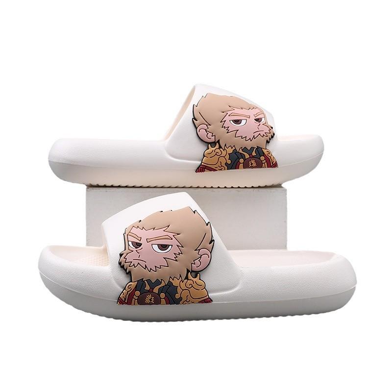 Cartoon Style Black Myth Wukong Kids Slide Sandals For Boys Summer Soft And Comfortable