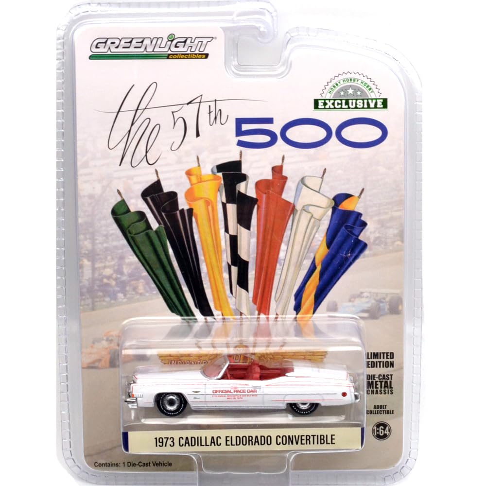 GREENLIGHT 1/64 Scale 1973 Cadillac Eldorado Convertible - 57th Indianapolis 500 Mile Race Official Pace Car зелёный