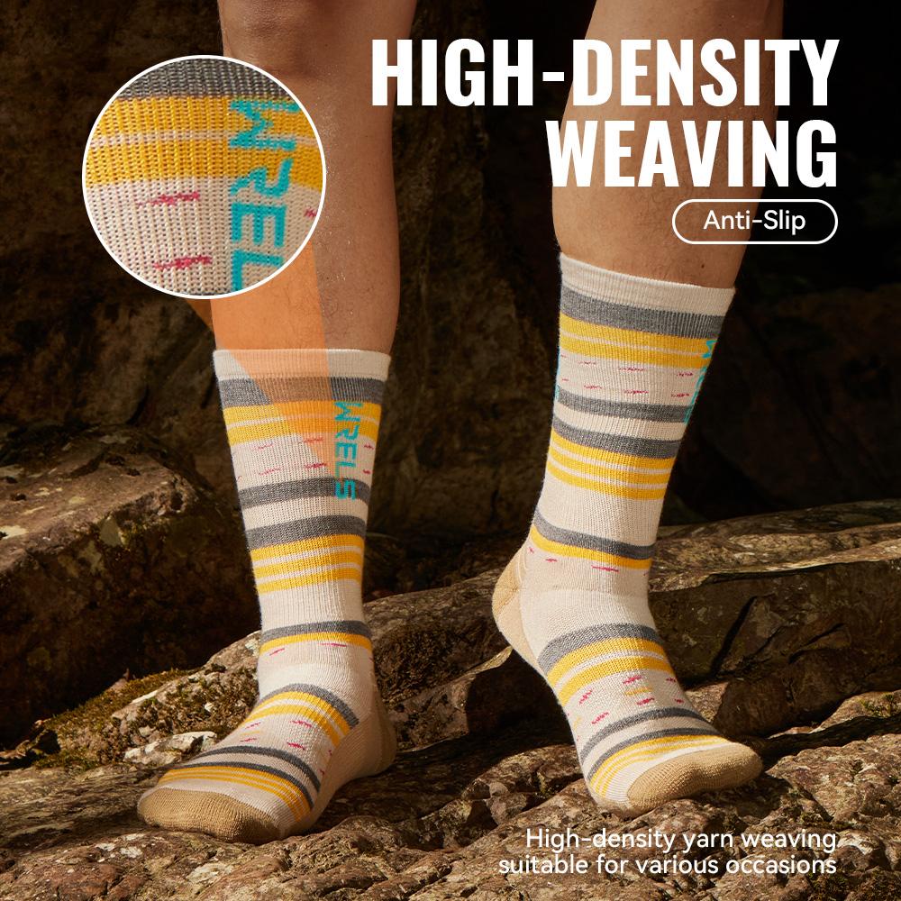 WRELS 1/2/3pairs Merino Wool Socks Moisture Wicking Warm Thermal Hiking Socks Breathable Cushion Hiking Running Compression Sock