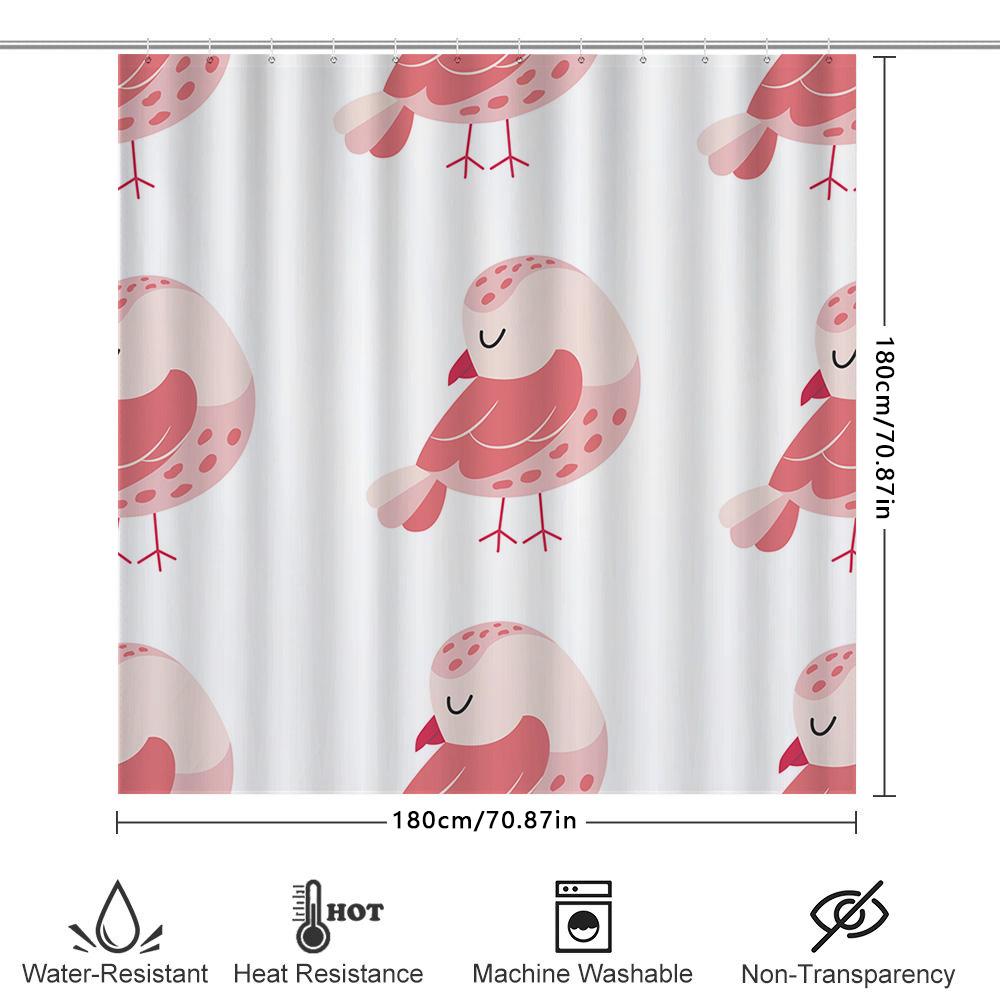 Soft Pink Owl Shower Curtain Modern Decor For Bathroom 3D Printed Waterproof Fabric Easy Installation Hooks Included (180 X 180