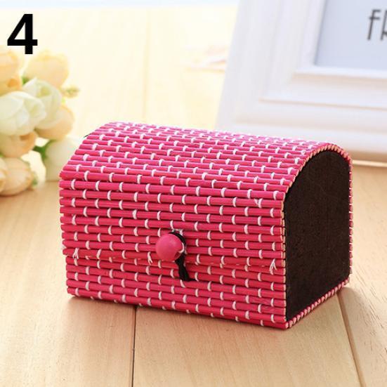 Creative Bamboo Wooden High Capacity Case Cute Jewelry Box Storage Organizer ADM