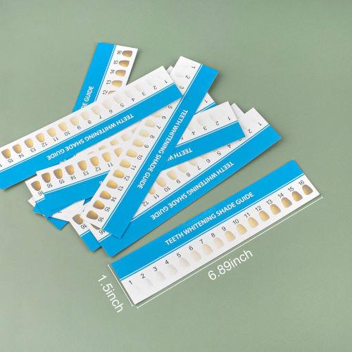 Framendino 20-Pack Teeth Whitening Shade Guide Papers, Teeth Bleaching Chart for Home Oral Care