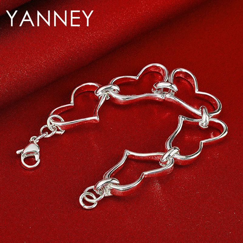 925er Sterlingsilber 8 Zoll Schönes Herzarmband Damen Mode Hochzeitsgeschenk Schmuck Partyzubehör