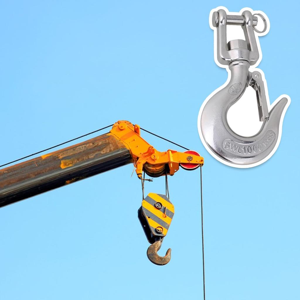 BQLZR 304 Stainless Steel American Type Swivel Lifting Clevis Chain Hook with Latch 1000KG Working Load Limit