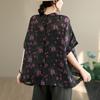 DIMANAF 2026 Summer New Plus Size Women Blouse Shirt Elegant Print Floral Lady Tops T-Shirt Cotton Fashion Clothing