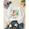 Girls' Crew Neck Sweatshirt Ballerina with Butterflies Rainbow Wings, Soft Cozy Pullover, Warm Casual Outfit for Autumn And Winter