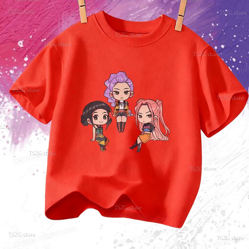 Boys Tee Girl Clothes Movie Cartoon Kid T-shirt KPop Demon Hunters Print Fashion Casual Summer Short Sleeve Tops