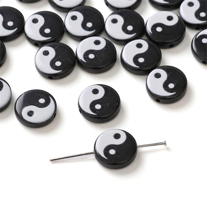 5Pcs Acrylic Taiji Bead For DIY Necklace Bracelet Earrings Jewelry Making Craft Accessories