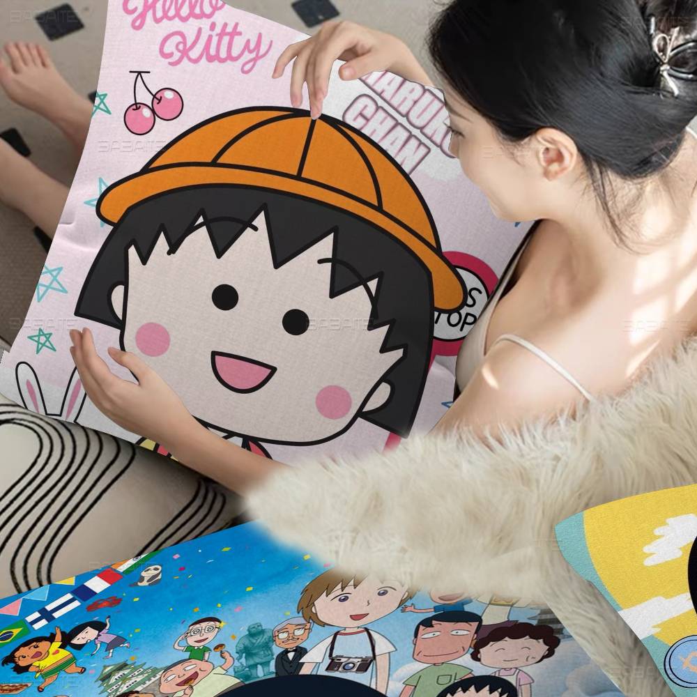 Chibi Maruko-chan Obal na vankúš Obal na vankúš Poťah na čalúnenie Dekoračný vankúš na pohovku Obal na vankúš