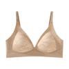 French Style Deep V Lace Floral Bra, Fixed Triangle Cup Push Up for Small Bust Beautiful Back Thin Breathable Comfortable Lingerie