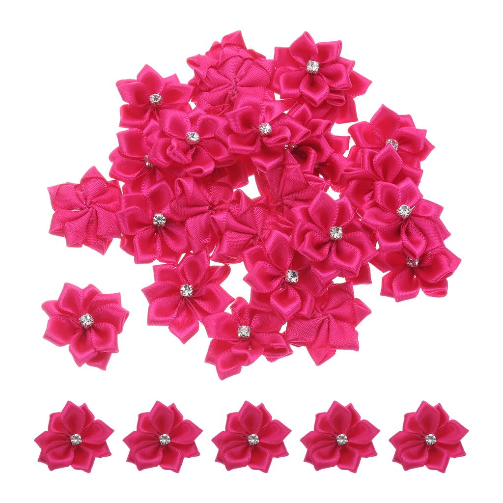 50/150 Pcs Small Ribbon Flowers Satin Ribbon Flowers Mini Fabric Flowers for Crafts DIY Wedding Ornament Appliques 1.2 Inch