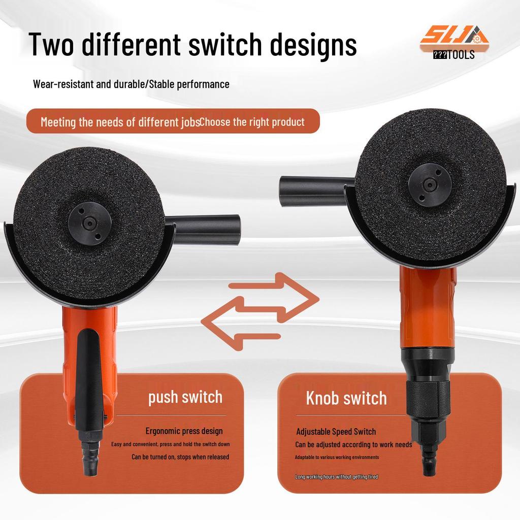 4" Pneumatic Angle Grinder, 5" Industrial-Grade Multipurpose Air-Powered Polisher & Cutter.