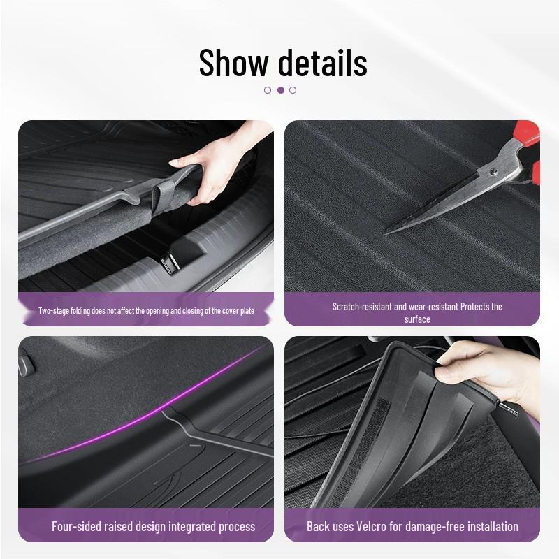 Xiaomi SU7 Trunk Mat: TPE Waterproof, Wear-Resistant, Full Coverage Tail Box Mat with Raised Edges.
