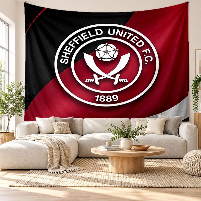 Sheffield United Fußball Wandteppich, Wandbehang aus weichem Stoff, Dekorative Kulisse für Schlafzimmer Heimwandkunst