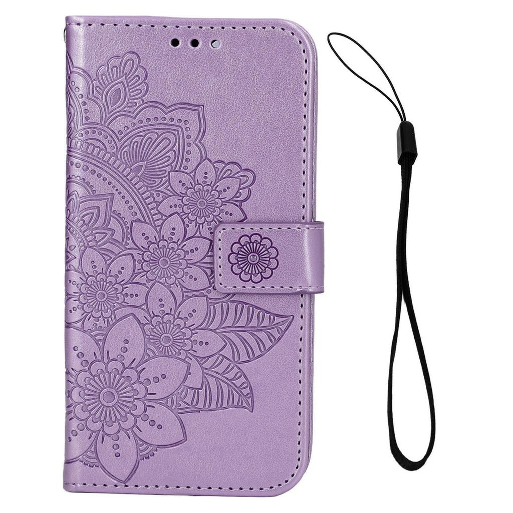 Phone Wallet Case With Card Slot Stand PU Lther Flower EmNaBossed  ive   Cover for   13
