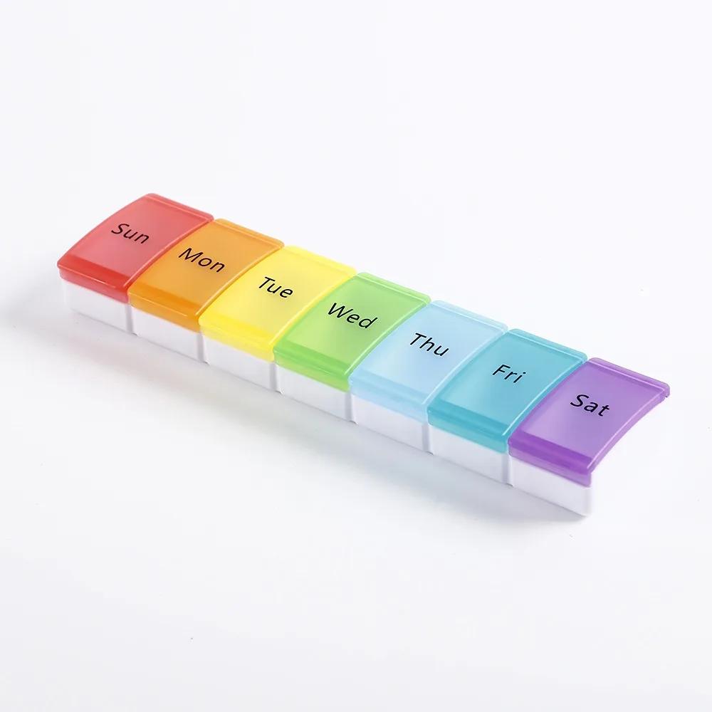 

New Large Daily Rainbow Premuim Weekly Pill Case Organizer Box 7 Day 7 Grids Storage for Vitamin Medicine Supplements Fish Oils