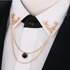 Korean Style Men's Shirt Collar with Deer Head Brooch and Chain Buckle