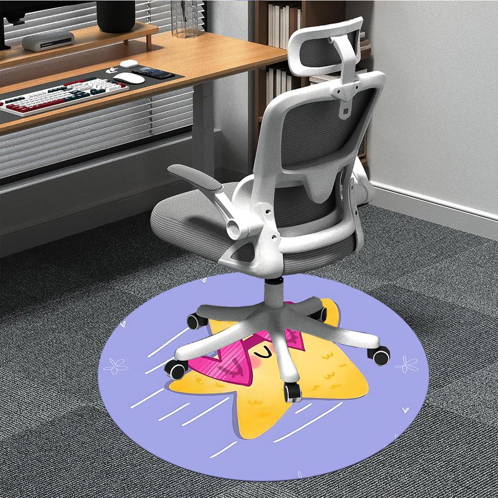 1pc Star Love Office Round Area Rug, Indoor Mat Suitable For Office, Under Office Chairs Bedroom Living Room Home Decor, Room Deco