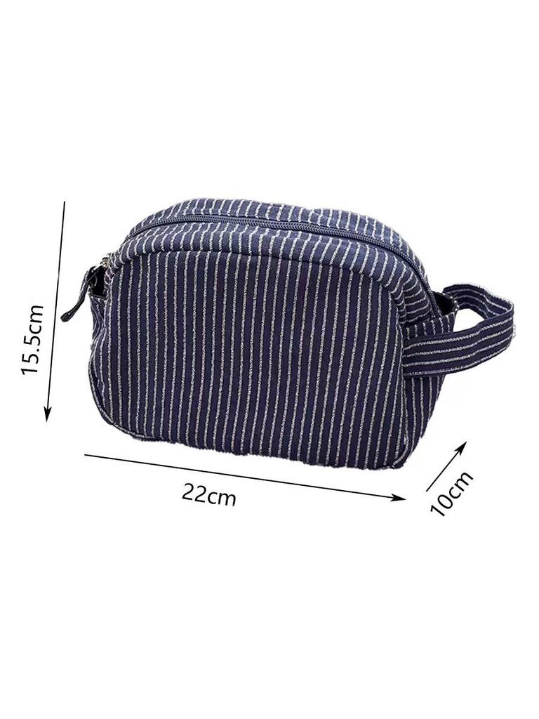 Daily Miscellaneous Style Plaid Cosmetic Bag, New Simple Fabric Storage Bag, Travel Business Trip Large-capacity Toilet Bag