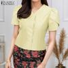 ZANZEA Women Casual V-Neck Solid Color Short Sleeve Blouse