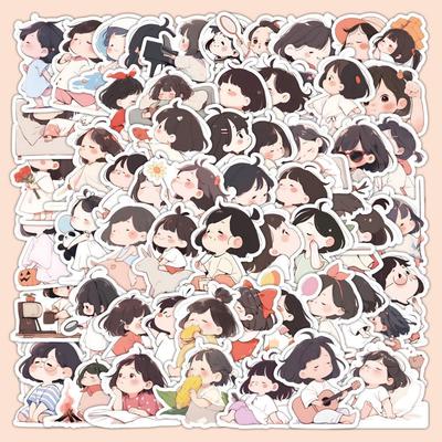 60 Süße Cartoon-Mädchen-Sticker für Herz-Dekorationen, Koffer, Notizbücher und Handyhüllen