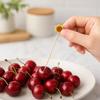 100 PEÇAS Palitos Descartáveis para Frutas, Espetos de Bambu com Decoração de Flor no Topo, Palitos Multiuso para Comida, Suprimentos para Festas, para Petiscos, Coquetéis, Churrasco, Bolos
