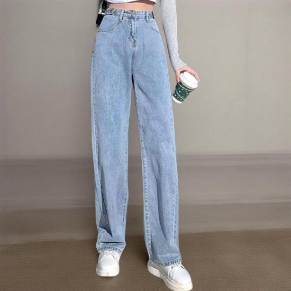 New Arrivals Open Run Women Denim Pants Sky Blue Light Blue Straight Fit Mpn