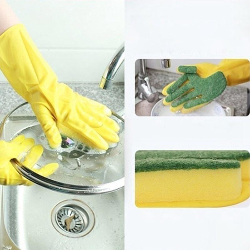 New 1 Pair Creative Home Washing Cleaning Gloves Garden Kitchen Dish Sponge Fingers Rubber Household Clea